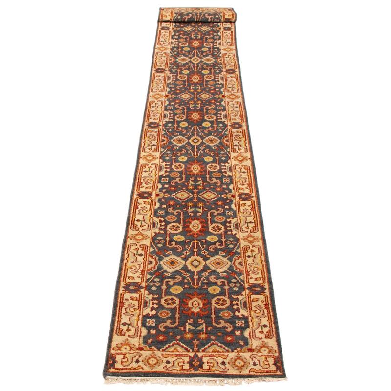 ECARPETGALLERY Hand-knotted Serapi Heritage Dark Grey Wool Rug - 2'5 x 19'6