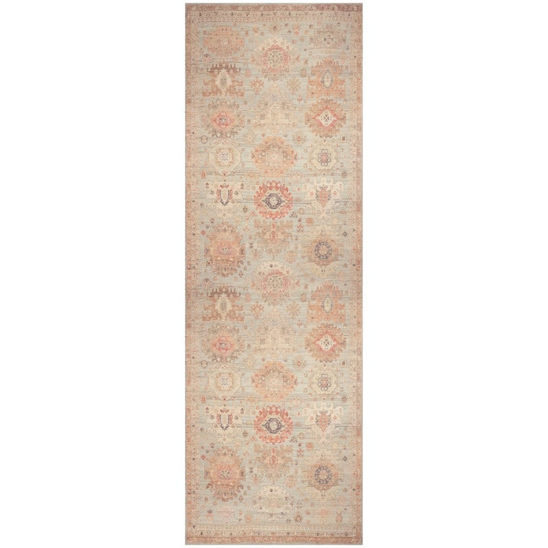 Nourison Vintage Washables Indoor only Green Persian Area Rug - 2' x 6' - Sage/Multicolor