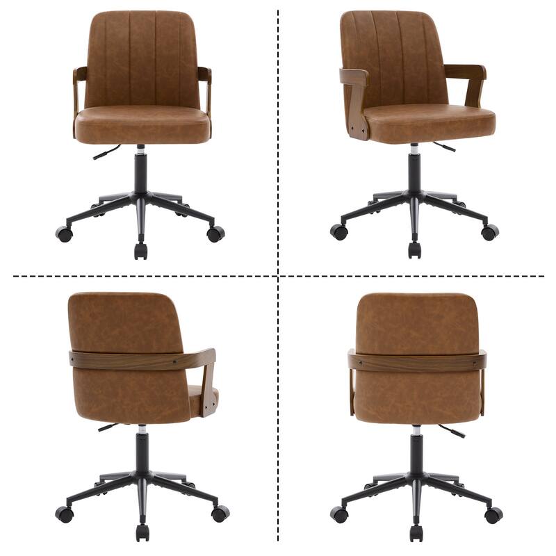 Swivel Home Office Chair Adjustable Height Desk Chair with Wheels and Armrests - 32.7"-36.6"H x 19.9"W x 22.8"D