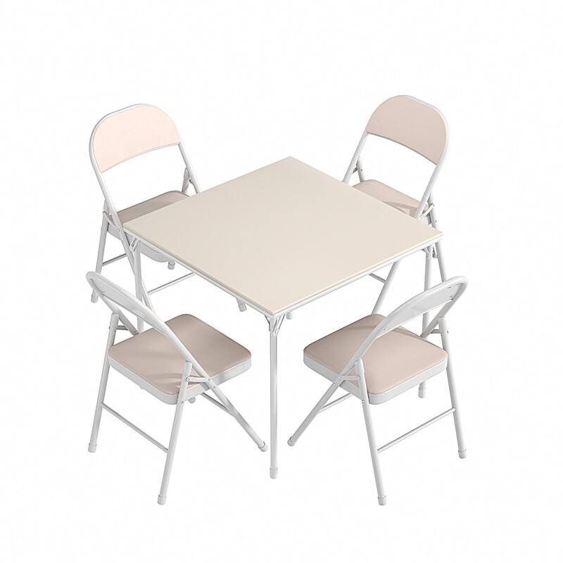 Taomika 5 Piece Black Folding Game Room Card Table and Upholstered Chair Set Table and Chair Set