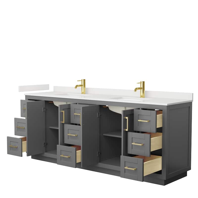 Miranda 84-inch Double Vanity, Quartz Top