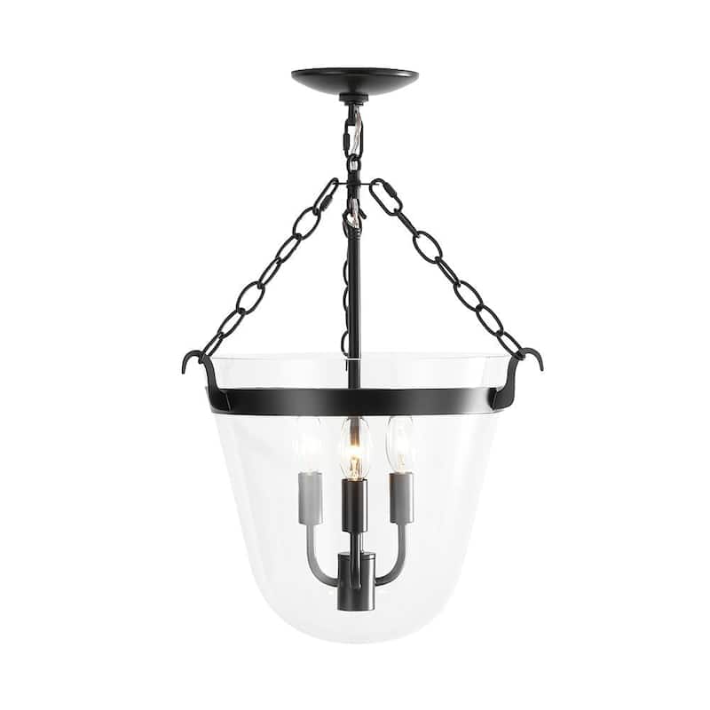 Heritage Glass Bell Jar Cage Pendant Semi Flush Ceiling Light