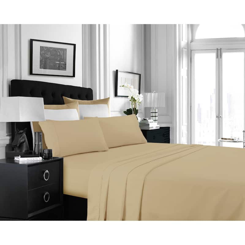 Super Soft Extra Deep Pocket Bed Sheet Set with Oversize Flat - Full - Cashmere