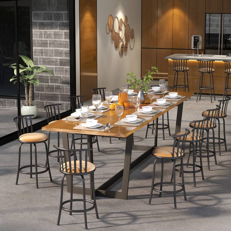 Homy Casa Brown Swivel Counter Height/Bar Height Stools with Cushioned Seat -For Kitchen Islands and Home Bars - N/A