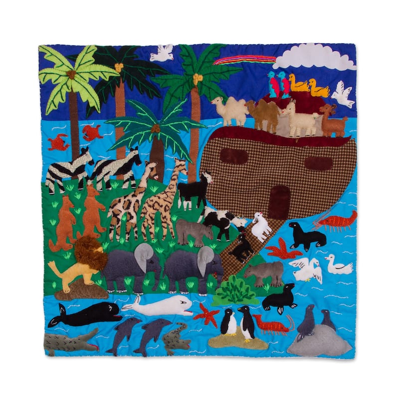 Novica Handmade After The Rainbow Cotton Blend Applique Wall Hanging