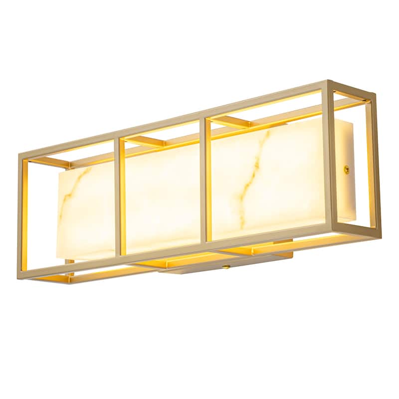 Brushed Gold LED Wall Sconce with White Alabaster Resin Shade