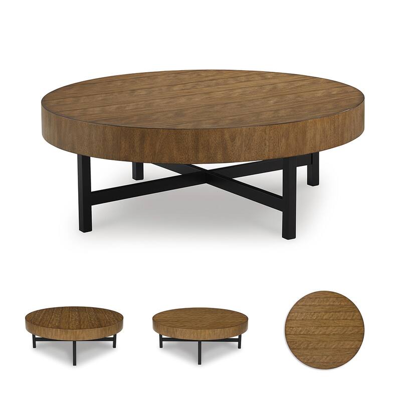 Signature Design by Ashley Steenlage Brown/Black Table (Set of 2) - 48" W x 48" D x 17" H