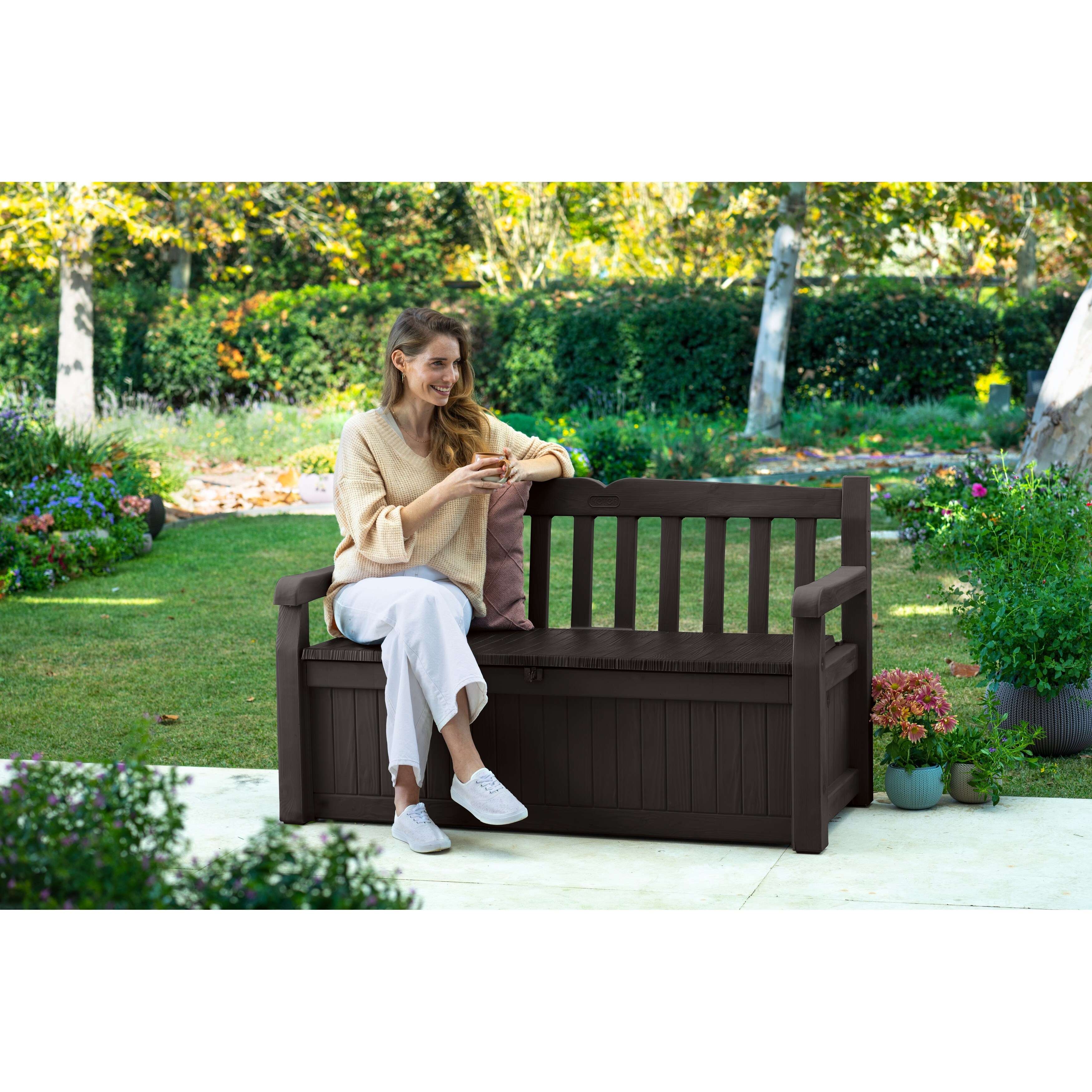 Keter eden 70 gallon all weather best sale outdoor patio storage garden bench deck box