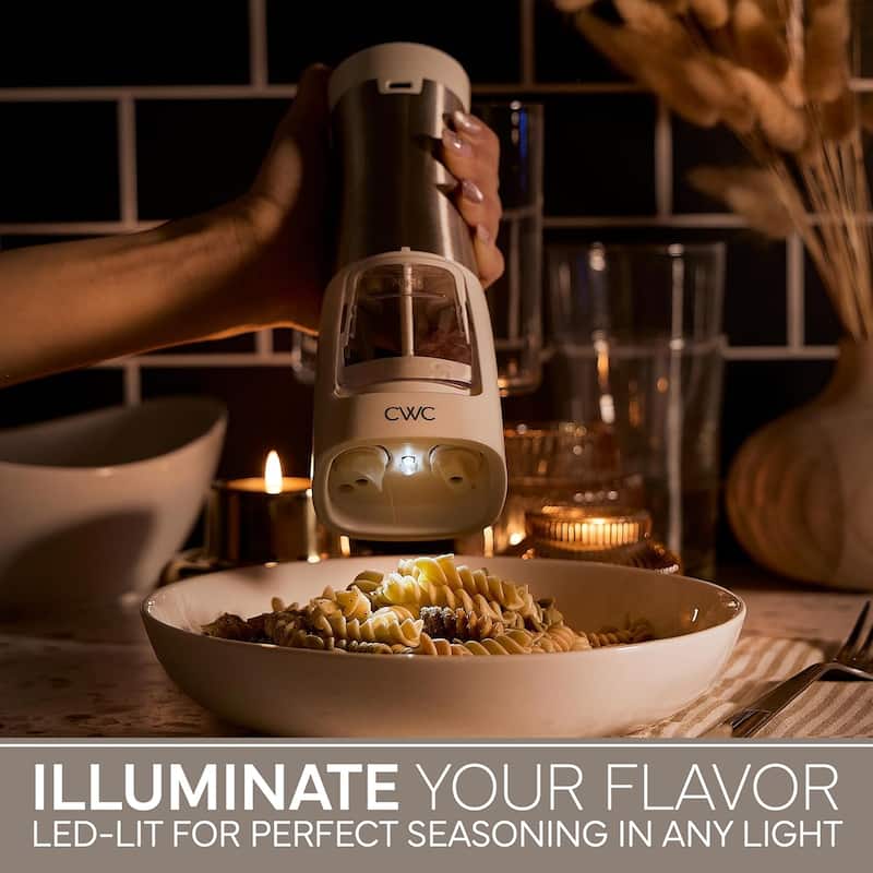 COOK WITH COLOR 2-in-1 Rechargeable Salt & Pepper Shaker - 2 Grinders for Salt and Pepper