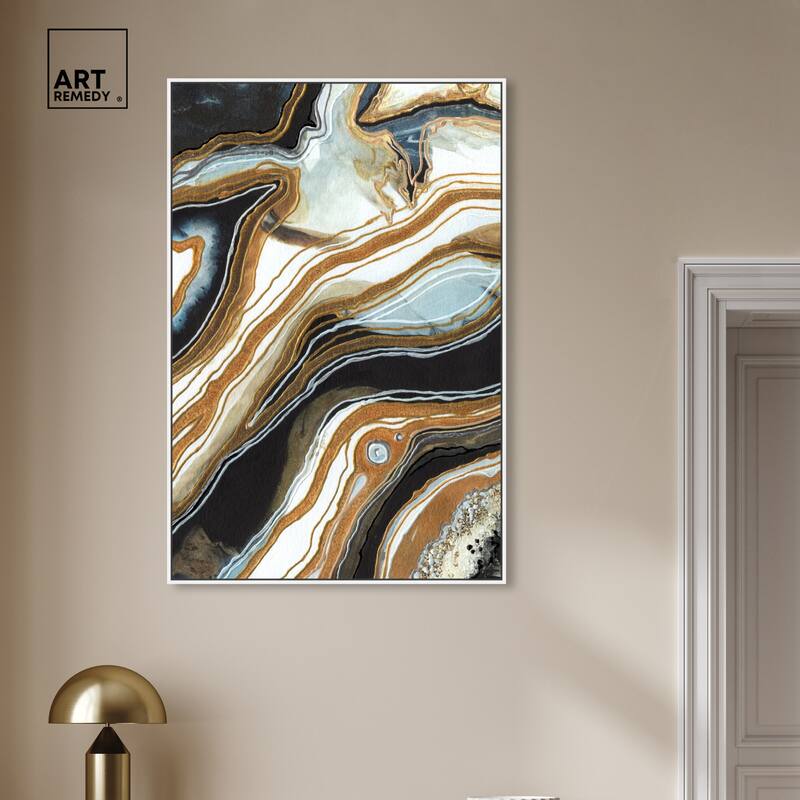 Art Remedy Black And Gold I Framed Mineral, Agate & Geode 1 Piece Canvas Wall Art