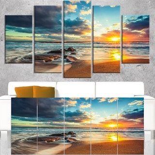 Beautiful Cloudscape over the Sea - Modern Beach Canvas Art Print - Bed ...
