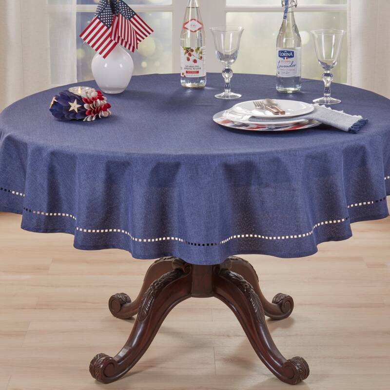 Solid Textured Tablecloth with Clean Drape, Minimal Decorative Edge, and Versatile Styling for Dining and Entertaining