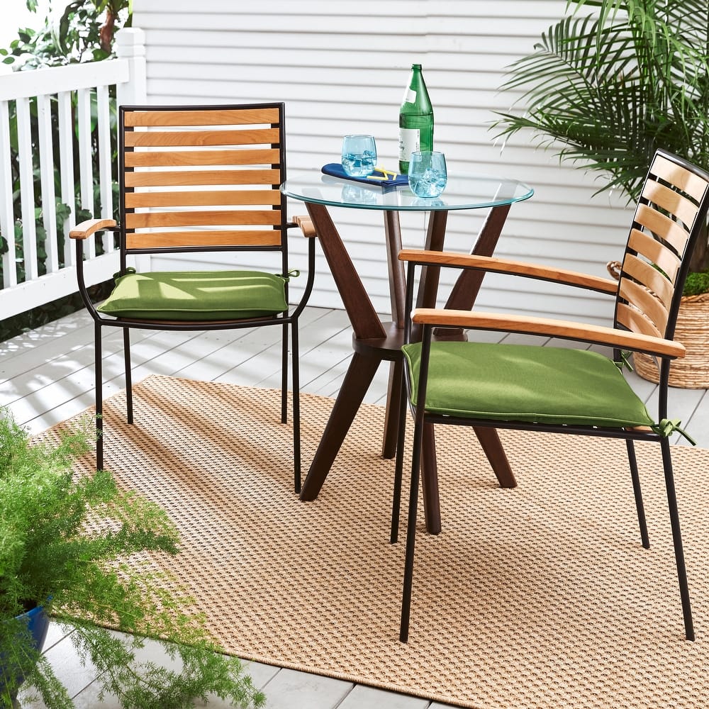 Sunbrella Cilantro Green Indoor/Outdoor Chair Pad Set, Corded