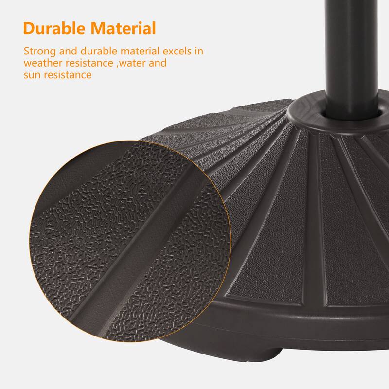 LIVOOSUN 57-90lbs Dark Brown HDPE Plastic Patio Market Umbrella Base
