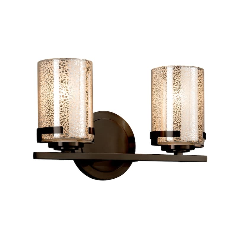 Justice Design Fusion Atlas 2-light Dark Bronze Bath Bar, Mercury Cylinder - Flat Rim Shade