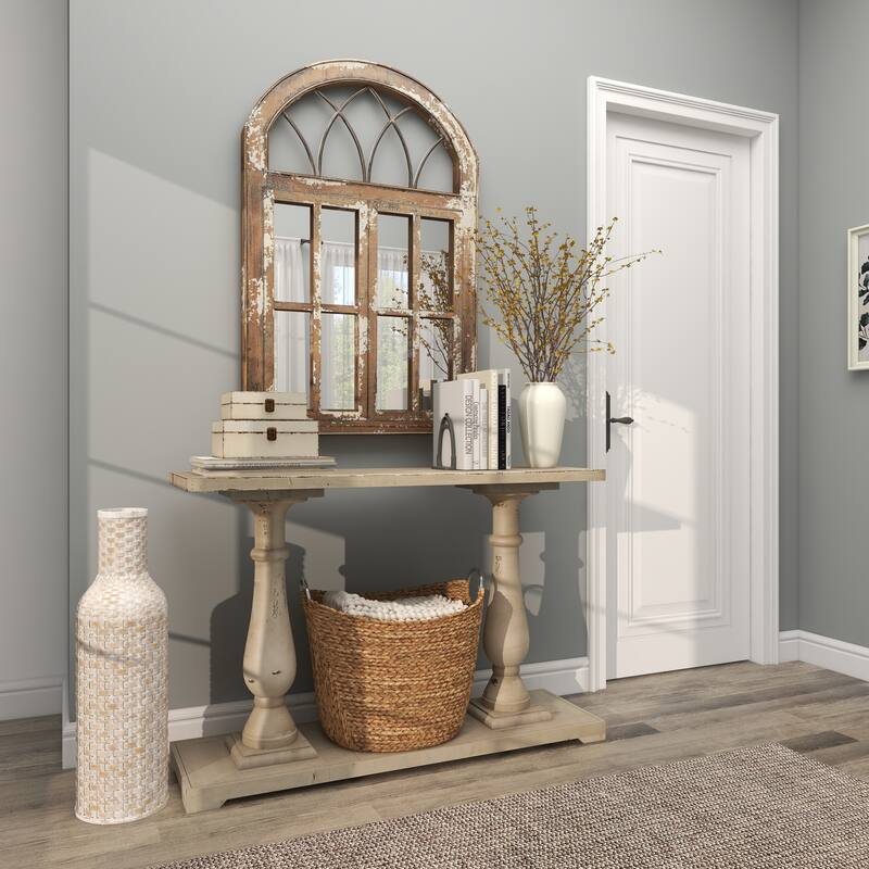 Intricately Woven Tall Bamboo Wood Floor Vase - White or Brown