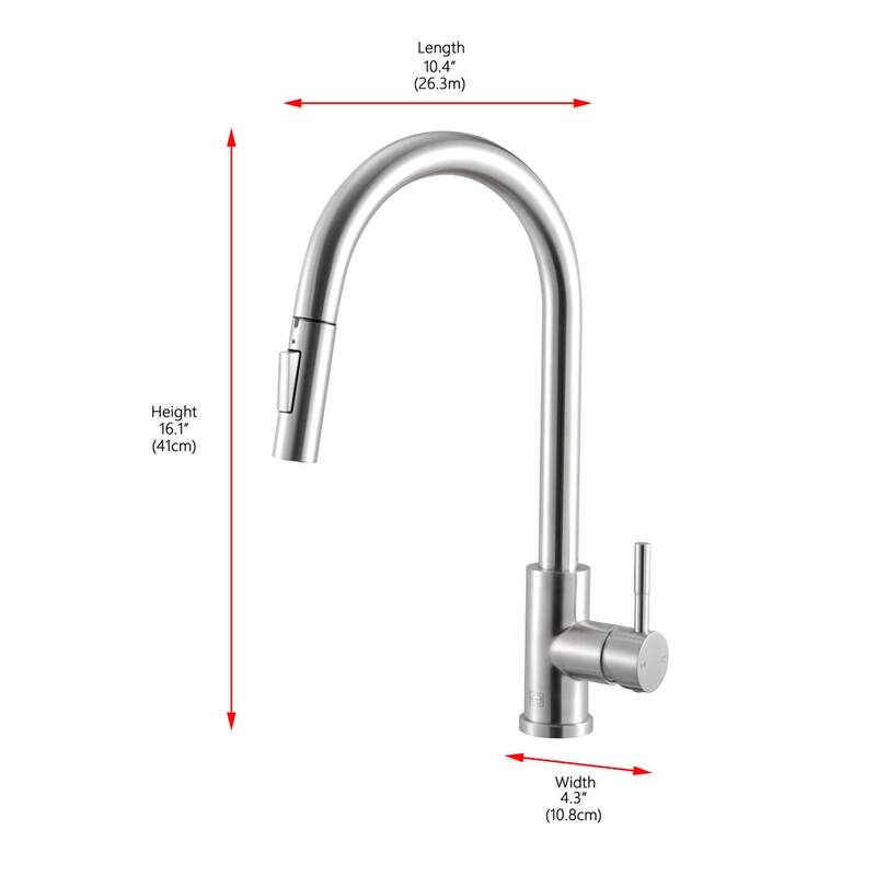 Elegant Lighting FAK-306 Luca 1.8 GPM Single Hole Pull Down Kitchen