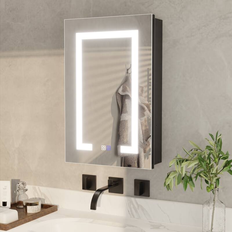 ExBrite 20" x 26" LED Bathroom Medicine Cabinet with Mirrors, Defog - 16" x 24" - Hinge on Right