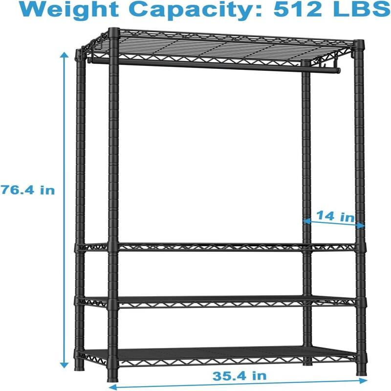 4 Tier Metal Clothes Garment Rack for Bedroom and Cloakroom