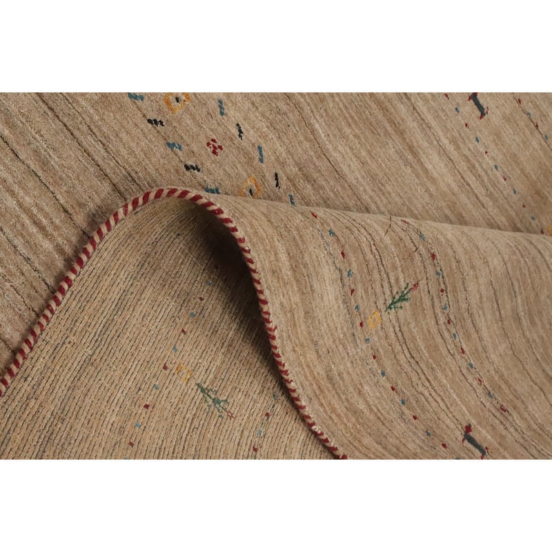Hand Knotted Oriental 100% Wool Carpet Tribal Animal Pictorial Brown Gabbeh Area Rug - 8' 10'' X 5' 11''