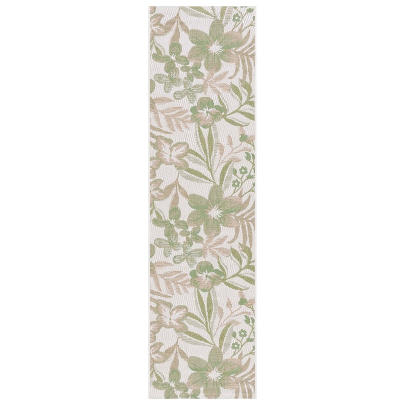 SAFAVIEH Courtyard Aisling Indoor/Outdoor Waterproof Patio Backyard Rug - 2'3" x 8' Runner - Ivory/Green