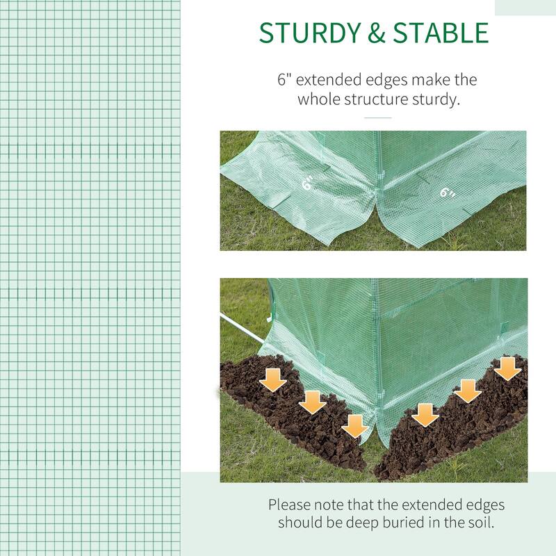 Outsunny Replacement Greenhouse Cover Tarp with 12 Windows for Ventilation & Zipper Door, Green