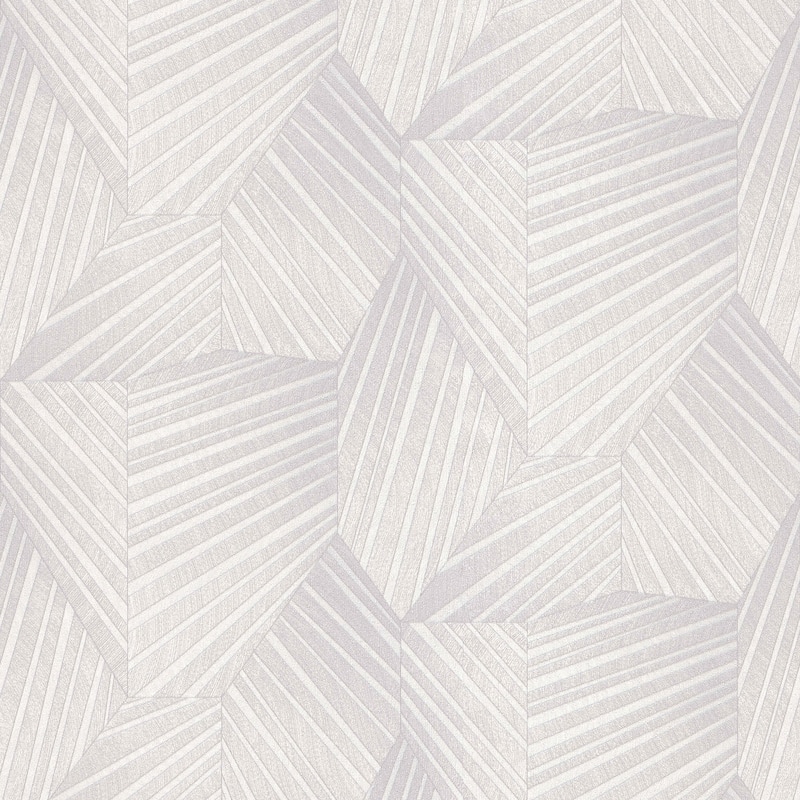 Galerie Wallcoverings Elle Decor 3D Embossed Triangle Design Non-Woven Glitter/Shimmer Wallpaper Roll - 33 feet x 21 inches - Light Grey/Cream