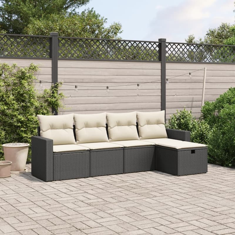 vidaXL Garden Sofa Set - Black and cream Large
