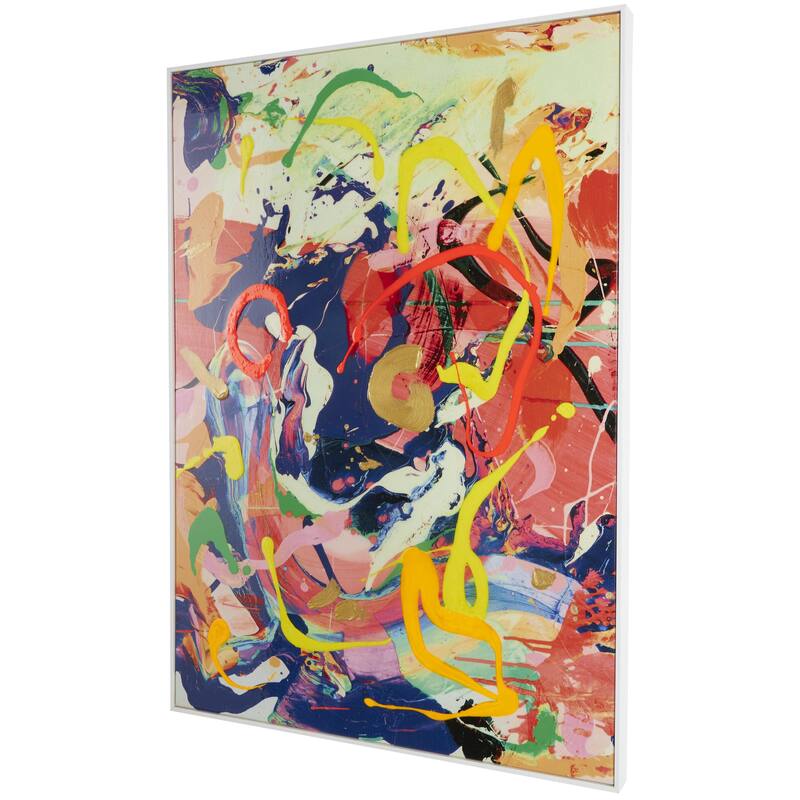 Canvas Abstract Paint Splatter Wall Art with White Frame - Multi Colored - CosmoLiving by Cosmopolitan