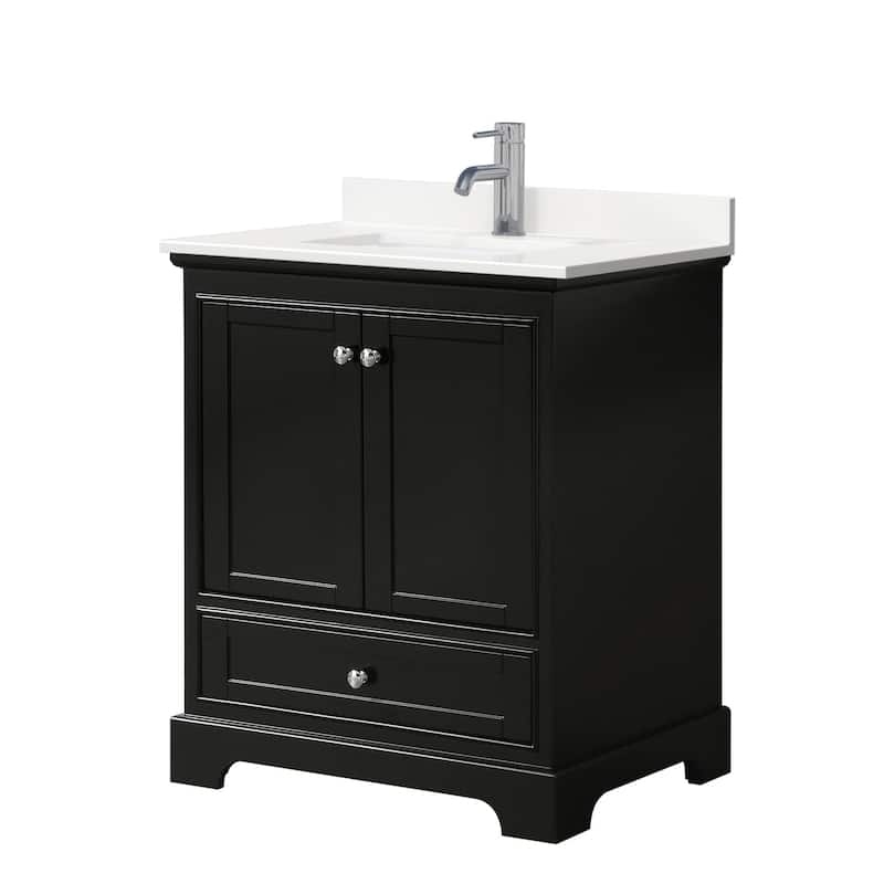 Wyndham Collection WCS202030S-QTZ-UNSMXX Deborah 30" Free Standing - Dark Espresso / White Quartz Top / Polished Chrome