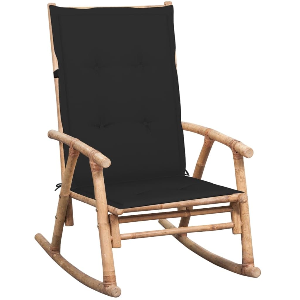 vidaXL Rocking Chair with cushion Bamboo - 26" x 33.9" x 41.3"