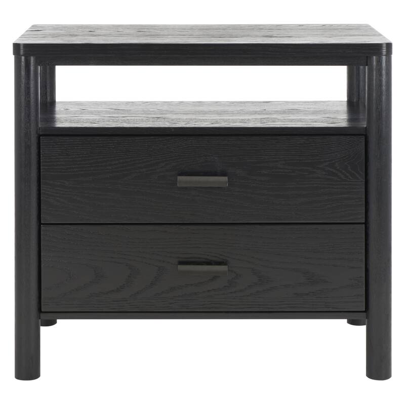 SAFAVIEH Couture Heidegunde 2-Drawer Nightstand Bedside Accent Table (Fully Assembled) - Black