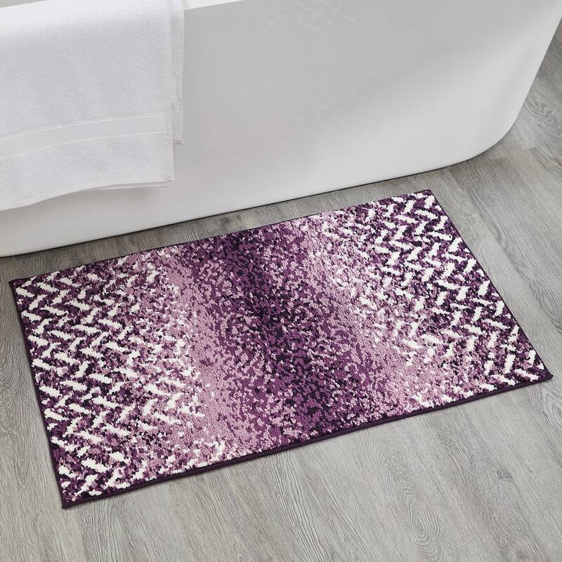Better Trends 100% Micro Polyester 4&5 Pc Bathroom Rug Set-Casablanca Collection with Chevron Pattern, Machine Washable Bath Mat