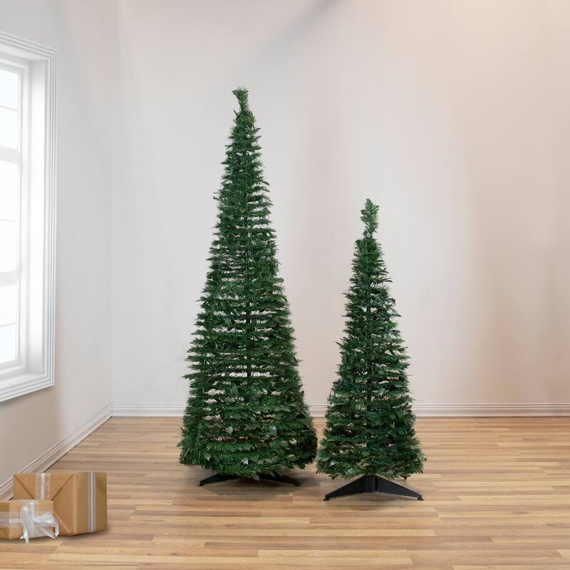4' Green Tinsel Pop-Up Artificial Christmas Tree, Unlit - 4 Foot