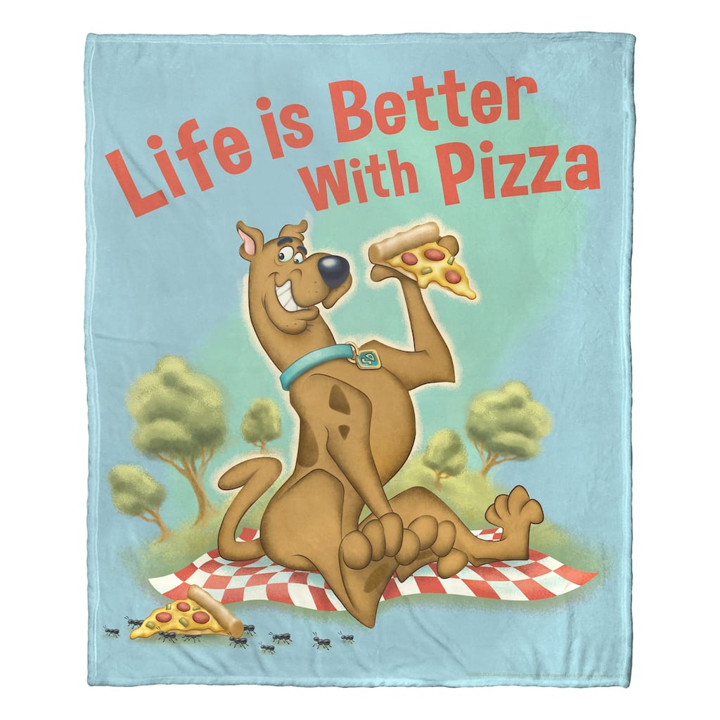 Warner Brothers Scooby Doo Pizza is Life Silk Touch Throw Blanket