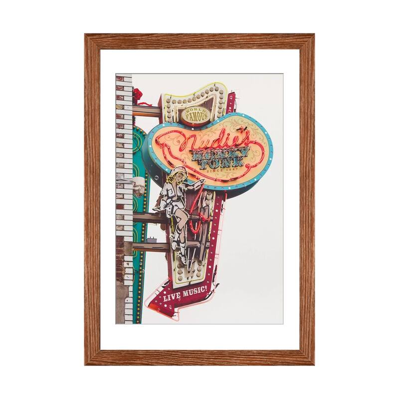 iCanvas "Nashville Neon Iii" by Ann Hudec PFA - Walnut - 24x16x1