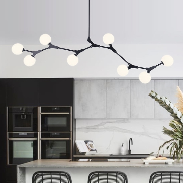 Mid century 8 light Branch Opal Glass Globe Linear Island Chandelier On Sale Bed Bath Beyond 35865438