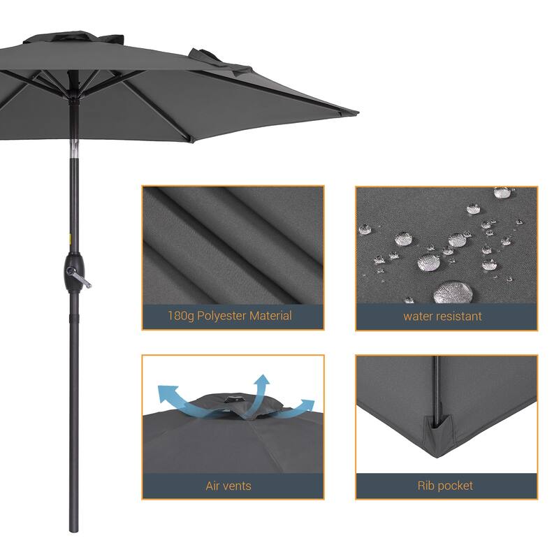 LIVOOSUN 7.5ft Steel Patio Market Umbrella Tilt System