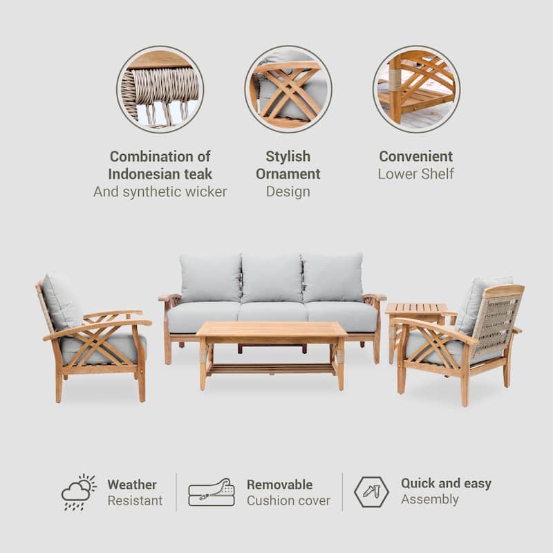 Cambridge Casual Carmel 5-Piece Teak Patio Conversation Set