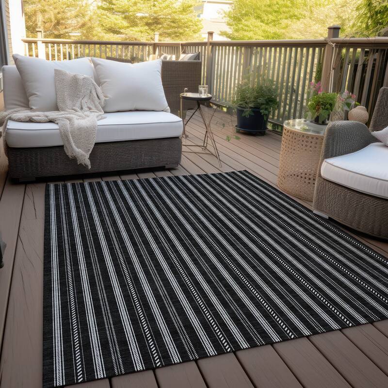 Machine Washable Indoor/ Outdoor Chantille Stripe Twist Rug
