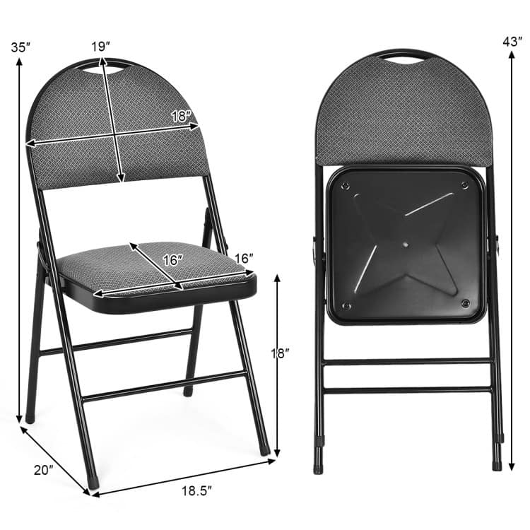 Folding Chairs Set with Handle Hole and Portable Backrest - 18.5" x 20" x 35" (L x W x H)