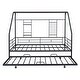 preview thumbnail 47 of 78, Metal House Bed with Trundle, Twin/Full Size Daybed Playhouse Bed with Bulit-in Storage Shelves and Metal Grid for Kids Teens