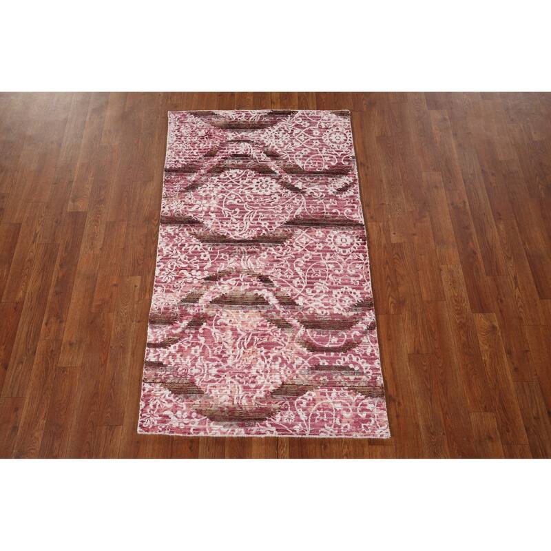 Abstract Indian Modern Accent Rug Handmade Wool Carpet - 2'8" x 4'9"