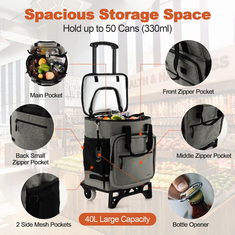 Costway 50-Can 3-in-1 Insulated Rolling Cooler with Adjustable Handle - See Details