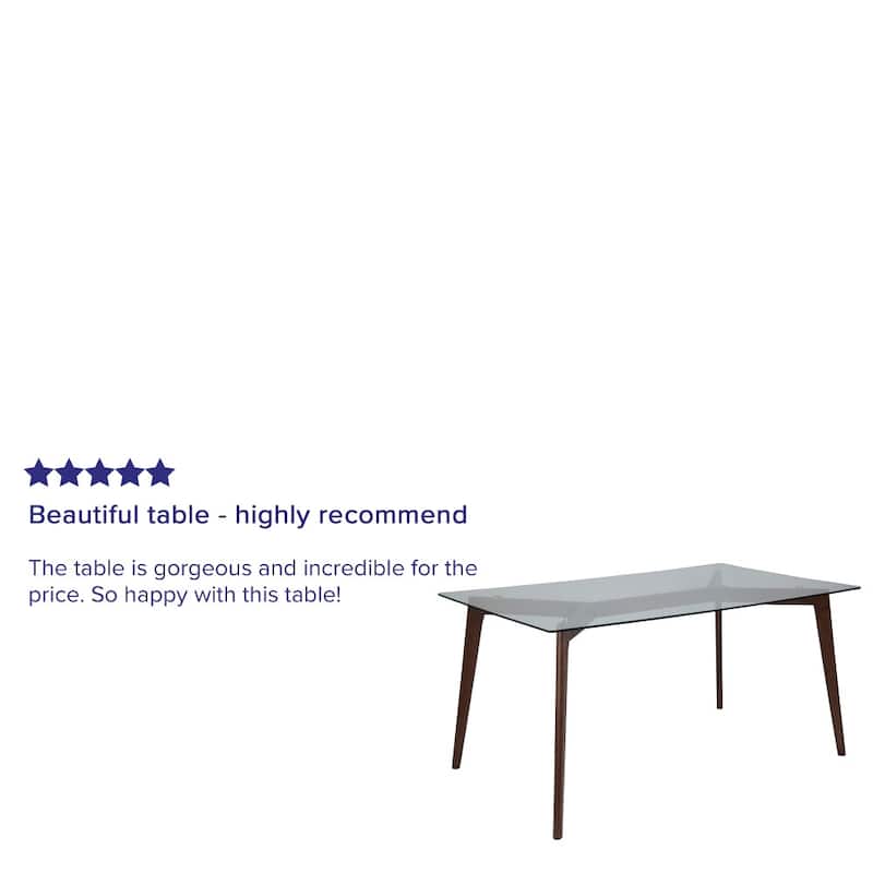 35.25'' x 59'' Solid Wood Table with Clear Glass Top