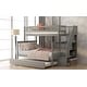 preview thumbnail 3 of 7, Grey Twin over Full Bunk Bed with Trundle. with Multiple Storage Spaces and Stairs with Handrails