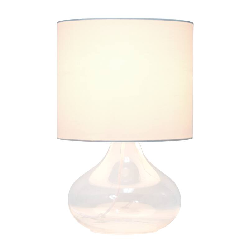 Glass Table Lamp with Drum Shade - 13.75" - Clear and White