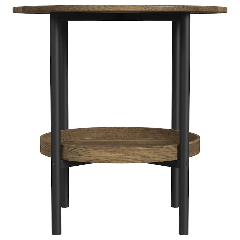 Delfin Round Coffee And End Table Set Brown