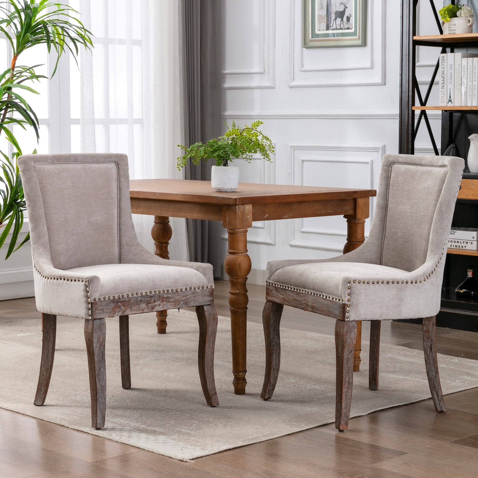 Side Dining Chair Thickened fabric chairs with neutrally toned