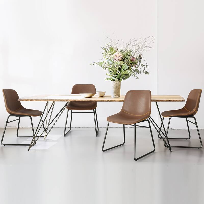 18 in. Modern Faux Leather Upholstered Kitchen Dining Chairs Set of 4 With Metal Frame - 22.83 in.W x 20.28 in.D x 31.89 in.H